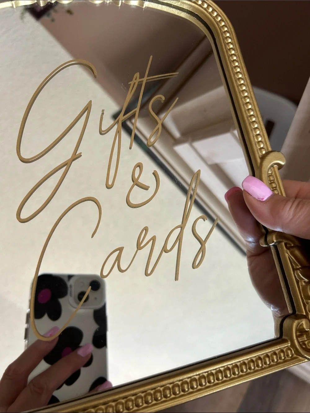 Gold Ornate 'Gifts & Cards' Wall Mirror by